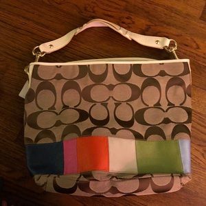 COACH signature multi color stripe purse #10858